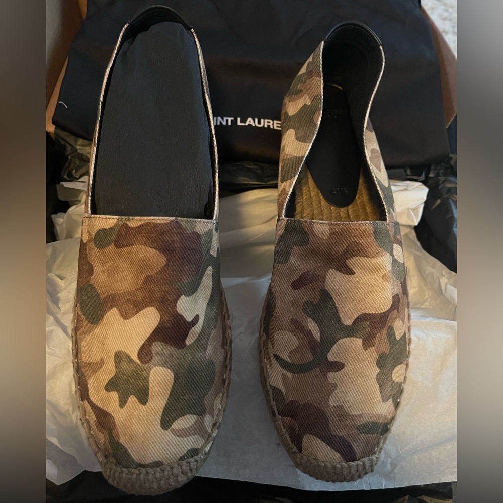 YSL Camouflage Canvas Espadrilles